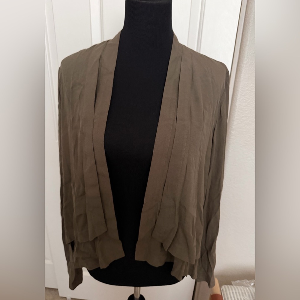 Astr Olive Draped Open-Front Lightweight layering piece